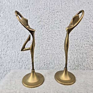 Vintage Mid Century Modern Brass Abstract Yoga Dancer Ballerina Sculptures